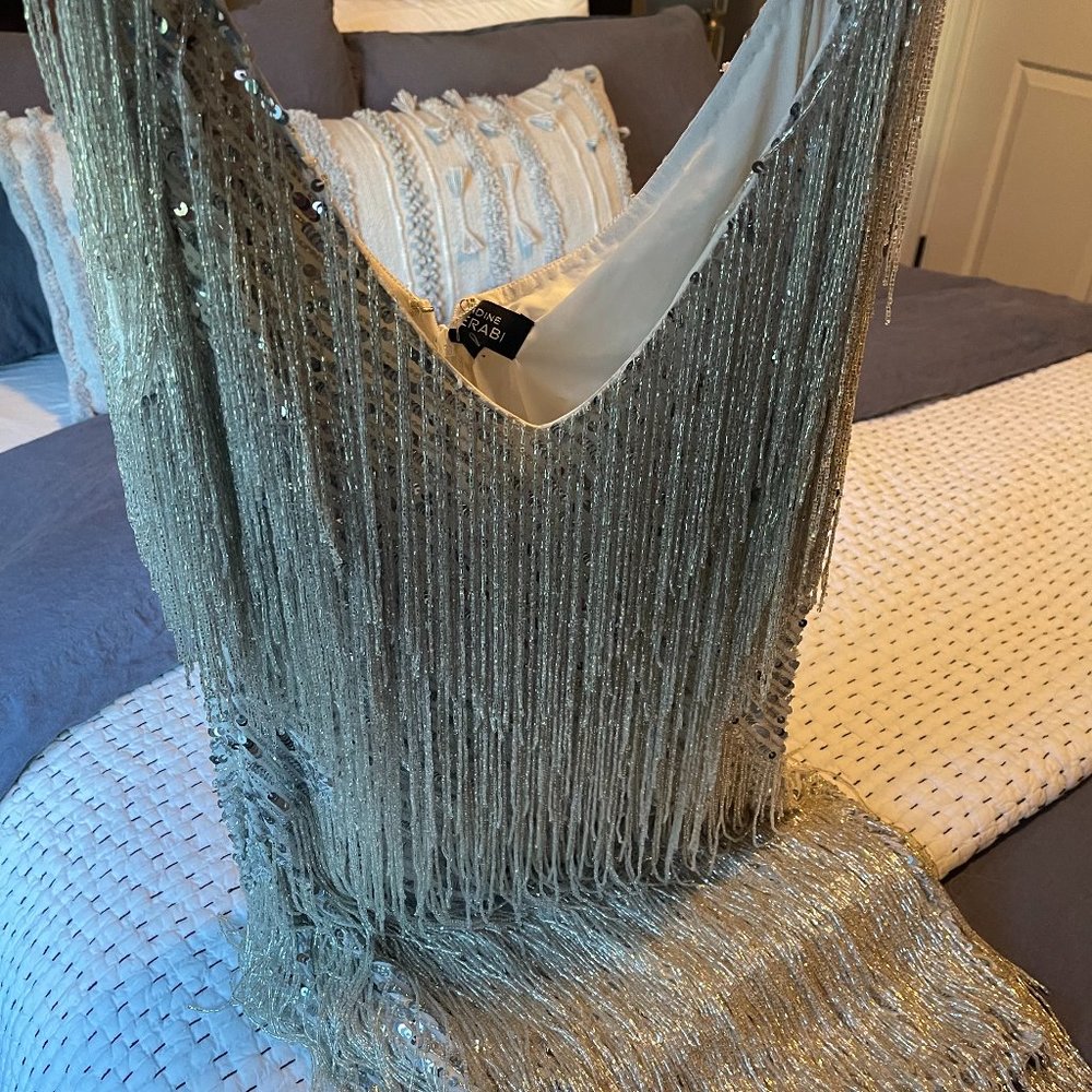 NADINE MERABI - Sadie Silver Dress | Size: M | NWT & Unaltered